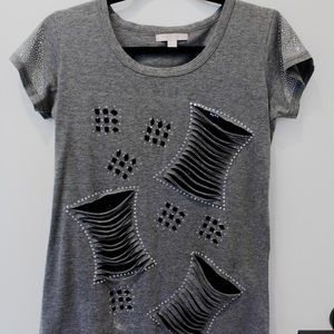 Romeo and Juliet Couture Jeweled Distressed Top